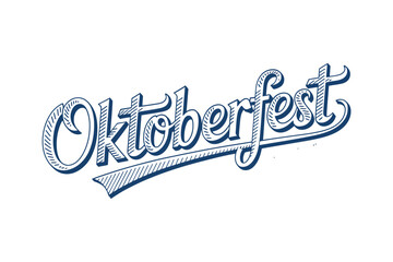 Classic blue oktoberfest calligraphy lettering isolated on white background, for traditional german, beer festival celebration, event branding © BlackVault Designs