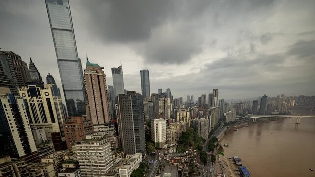 Chongqing cyberpunk city skyline fast loop