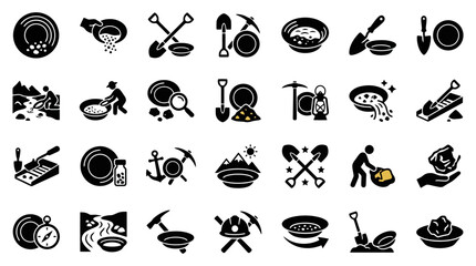 Fototapeta premium Black and white kitchen utensil icons.