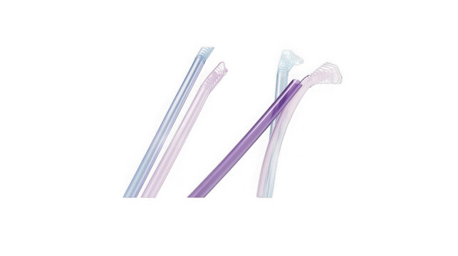 Set of colorful drinking straws with curved ends and textured surfaces on transparent background with showcases several translucent straws pastel colors sustainability