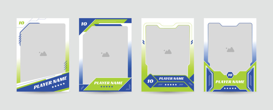 Set of player trading card template, Photo frame and border collection for soccer, hockey, volleyball, and basketball players, Sport flyer layout design, Template eps 10.
