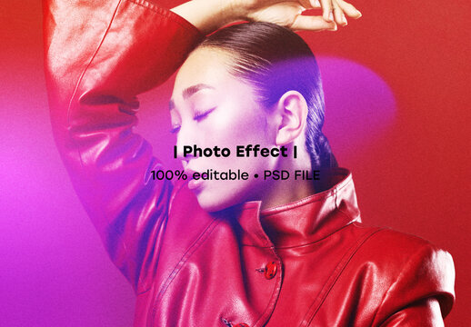 Red Purple Duotone Split Portrait Photo Effect