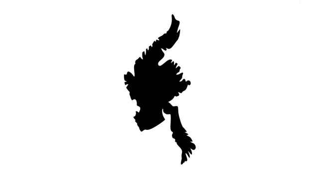 Silhouette of Myanmar country map isolated on a plain surface during daytime