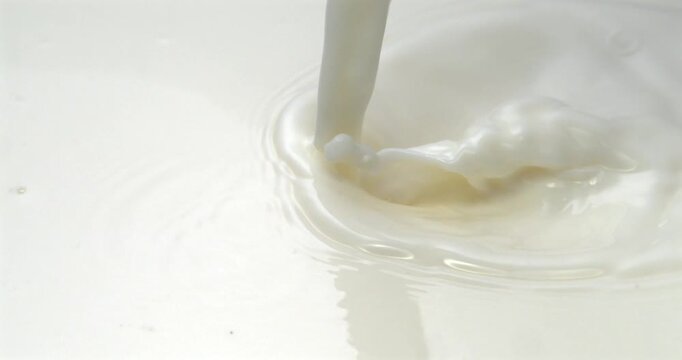 Milk pouring with splash in super slow motion 1000 fps