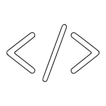 Hand-Traced Minimalist Code Brackets Vector Icon Illustration for Web Development and Programming Design Projects