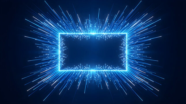 Innovation Concept with Neon Digital Network Illustration Symmetrical Lines Rectangle