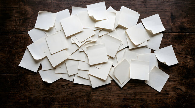 Index Cards on Wooden Table for Business Organization Overhead