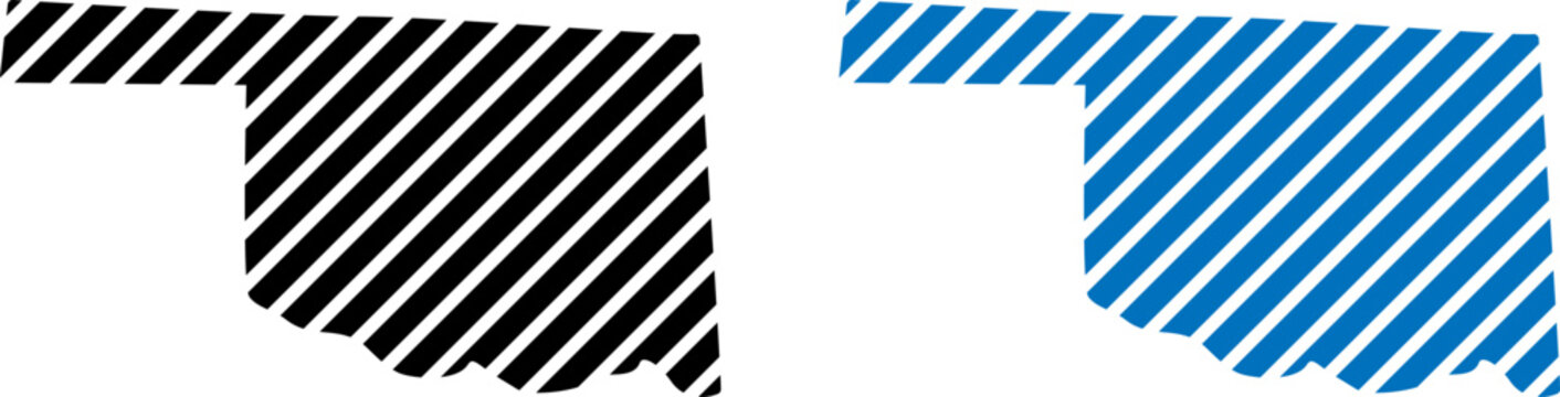 Oklahoma state map outline with diagonal stripes. US region shape with hatch pattern.