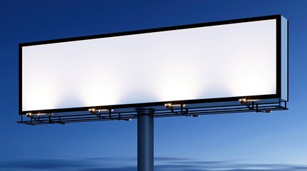 Fototapeta premium Blank illuminated billboard at dusk, ready for advertising messages, promotions, and outdoor marketing campaigns