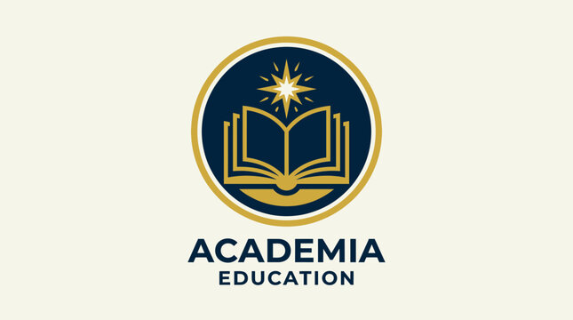 Education logo features an open book with a star on a dark blue background