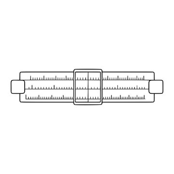 Slide Rule Vector Icon. Minimalist Line Art Illustration of Classic Mathematical Calculation Tool. Clean Scalable Outline Design for Educational and Scientific Projects. Precision Engineering Symbol.