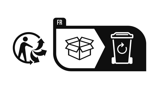 Triman Logo for the recycling of box in France black vector SIGN