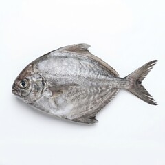 Fototapeta premium Fresh Pomfret Seafood Isolated on White Background