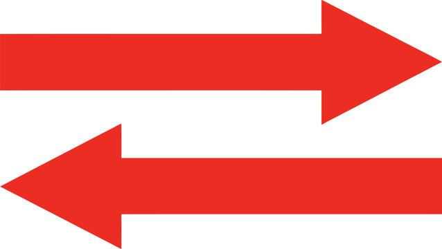 Horizontal red arrows pointing left and right directions for website navigation and interface symbol.