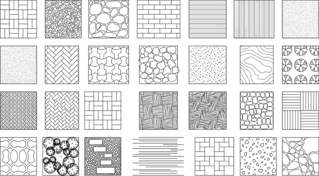 Hand Drawn Seamless Texture Pattern Set Vector Paving and Flooring Material Backgrounds