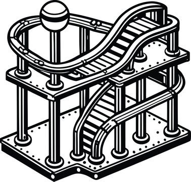 Isometric roller coaster track illustration