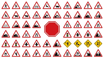 Collection of international road traffic safety warning sign icons © udin