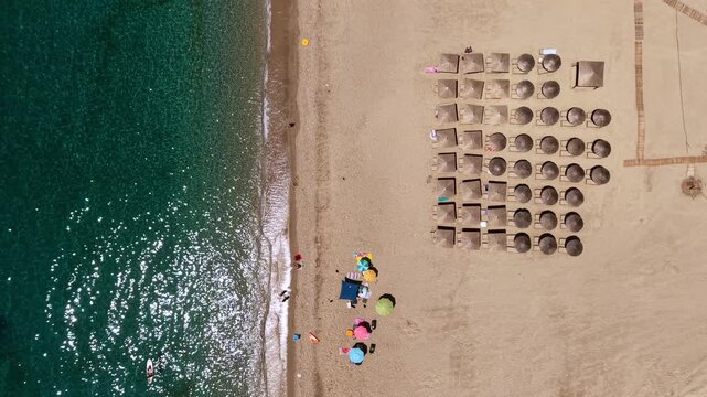 Top Down Aerial View of Karavostasi Beach in Epirus Greece