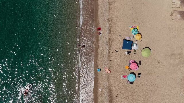 Top Down Aerial View of Karavostasi Beach in Epirus Greece
