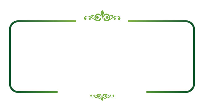 Elegant green floral border frame with decorative vintage ornaments for wedding invitation cards or luxury menu design templates in a simple style