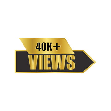 vector illustration of a gold label of 40k + views