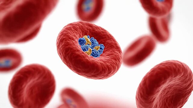 Microscopic 3D illustration of hemoglobin within a red blood cell