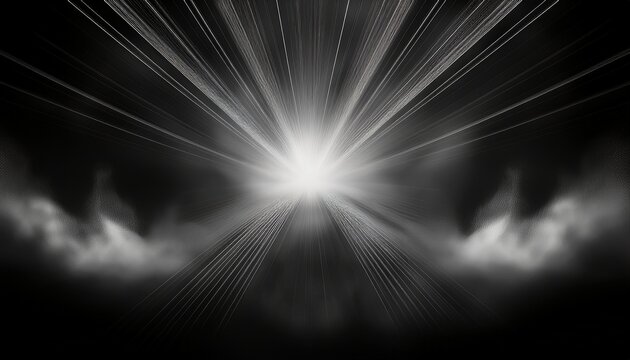 God Rays On A Black Background Easy Overlay Graphic Light Burst On Smoke Environment
