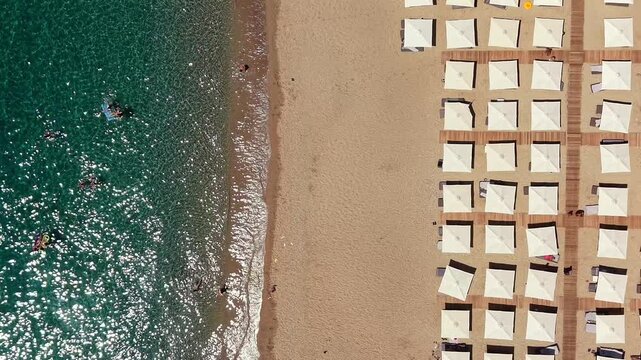Top Down Aerial View of Karavostasi Beach in Epirus Greece