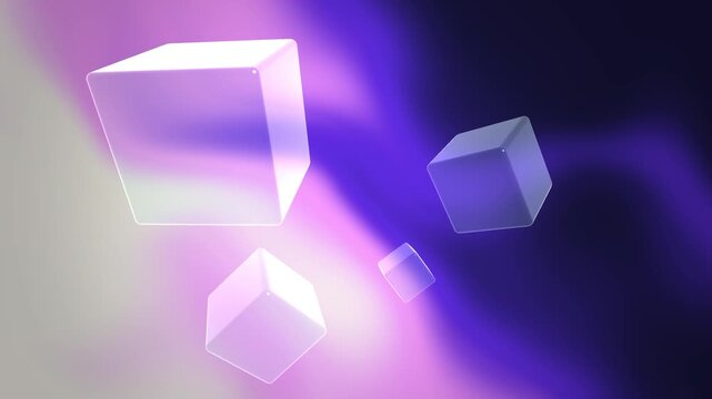 Abstract 3D Glass Cubes Floating on Colorful Vibrant Gradient Background Motion Graphics Video