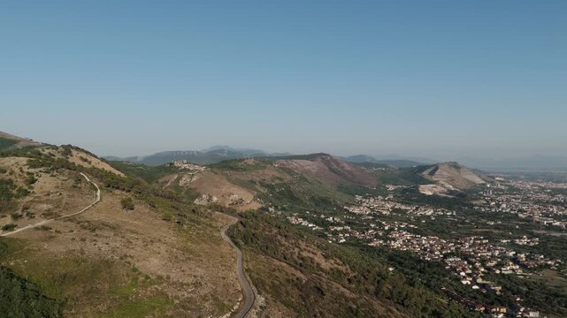 Aerial View of the Mountain Landscape and Caserta Valley Near Casertavecchia, Italy