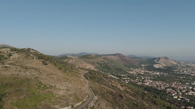 Aerial View of the Mountain Landscape and Caserta Valley Near Casertavecchia, Italy