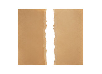 Fototapeta premium Brown paper torn apart showing two halves