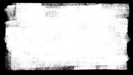 Border frame designed with black and white rough brush stroke texture as abstract distress background layout. Hand drawn layered paint edge element for banner decoration graphic clip art. © dirtyfellas
