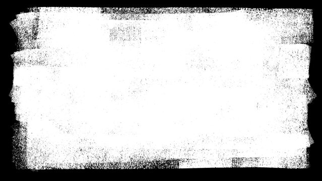 Border frame designed with black and white rough brush stroke texture as abstract distress background layout. Hand drawn layered paint edge element for banner decoration graphic clip art.