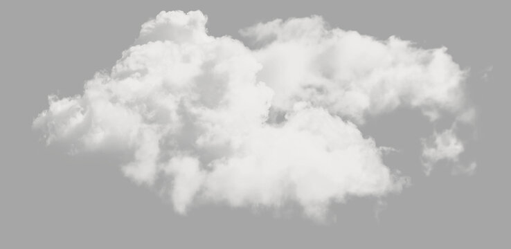  Fluffy white cloud floating on a transparent background with no other elements