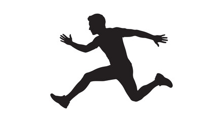 Fototapeta premium Running man in mid stride black silhouette