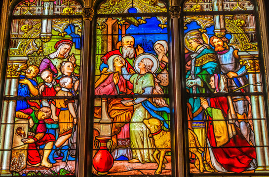 Saint Genevieve Healing  Stained Glass Saint Severin Church Paris France