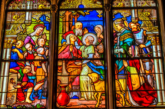 Saint Genevieve Healing  Stained Glass Saint Severin Church Paris France