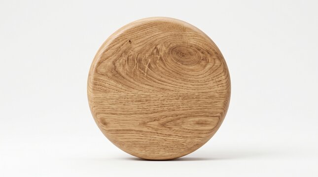 A high-quality 3D render of a single basic circle shape crafted from premium unpainted raw oak wood, isolated on a clean white studio background.