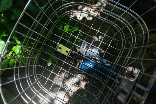 Cool fan with protective metal grille