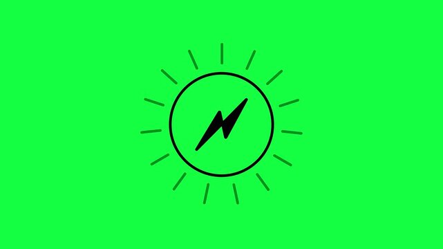 Sun Energy animated line icon. black color line icon animation. 4K video with green background. 4k 