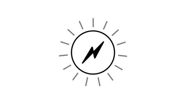 Sun Energy animated line icon. black color line icon animation. 4K video with white background. 4k 