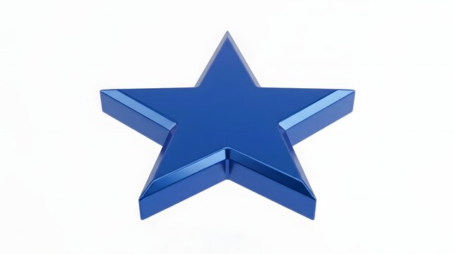 Glossy blue five pointed star 3d rendered symbol of achievement