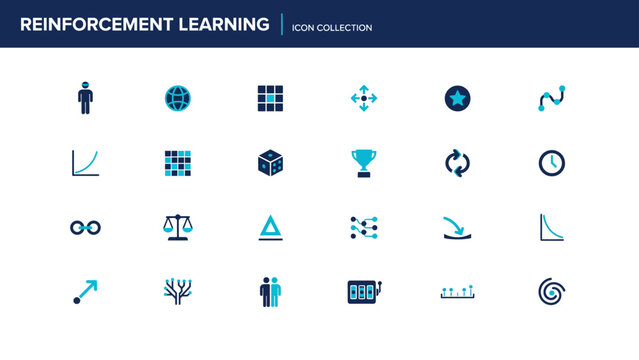 Reinforcement learning concept icons set