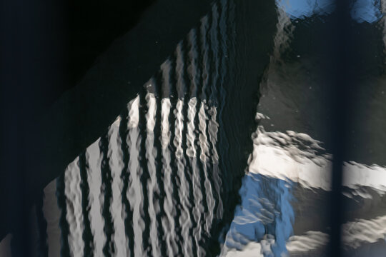 Shadows and Snow on a Wooden Porch