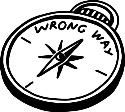 Hand Drawn Compass Wrong Way Guilt Icon