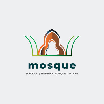 Mosque Minar and Prayer Logo