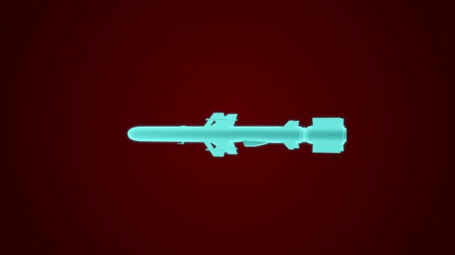 Tomahawk missile being fired towards target, isolated on green background.