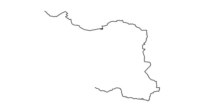 Black outline of Iran country border map drawing continuously on clean white background.
