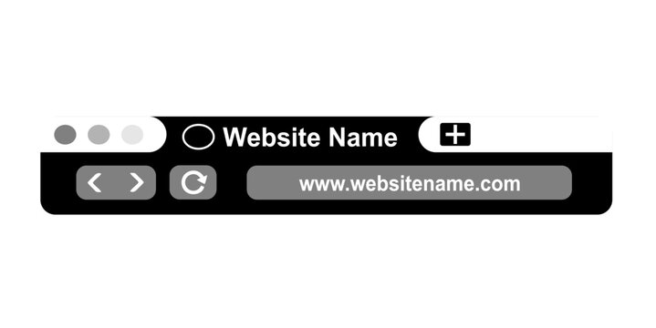 A sleek vector graphic illustration of a website address bar with a modern design and user interface elements on a clean white background